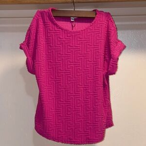 Fuchsia Textured Short Sleeve Top